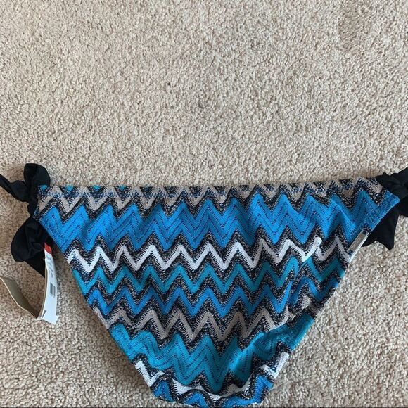 Perry Ellis blue gray chevron knit bikini bottoms Sz XS NWT - Picture 3 of 10